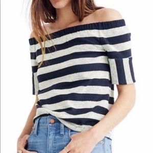 Madewell Off-The-Shoulder Texture Stripe Top